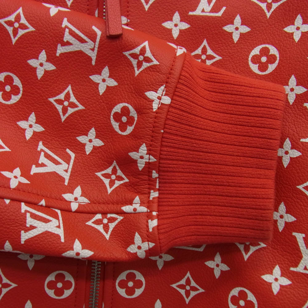 Supreme シュプリーム 17AW HDL90ED0S × LOUIS VUITTON ルイヴィトン LV Leather Baseball Jacket モノグラム レザー ベースボール ジャケット ブルゾン レッド系 52【中古】