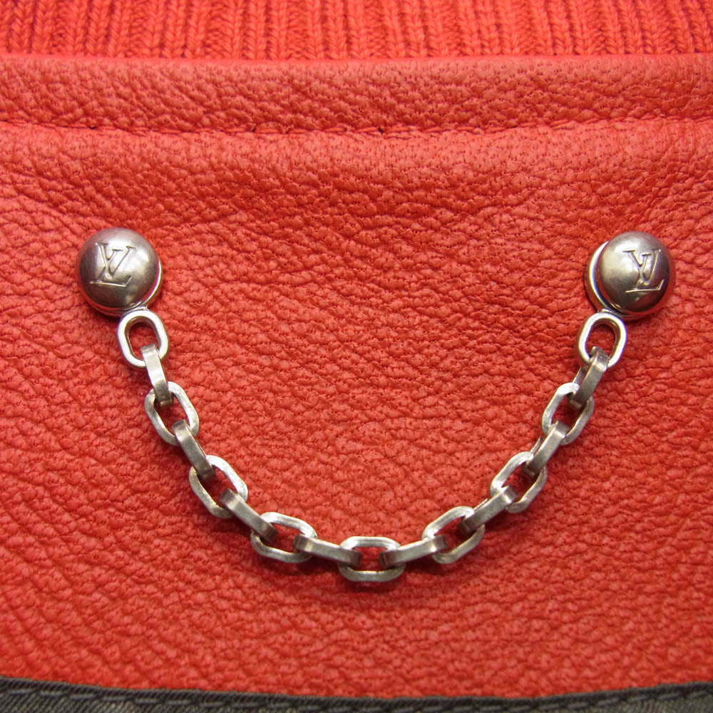 Supreme シュプリーム 17AW HDL90ED0S × LOUIS VUITTON ルイヴィトン LV Leather Baseball Jacket モノグラム レザー ベースボール ジャケット ブルゾン レッド系 52【中古】