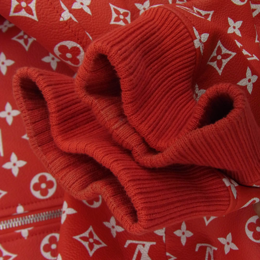 Supreme シュプリーム 17AW HDL90ED0S × LOUIS VUITTON ルイヴィトン LV Leather Baseball Jacket モノグラム レザー ベースボール ジャケット ブルゾン レッド系 52【中古】