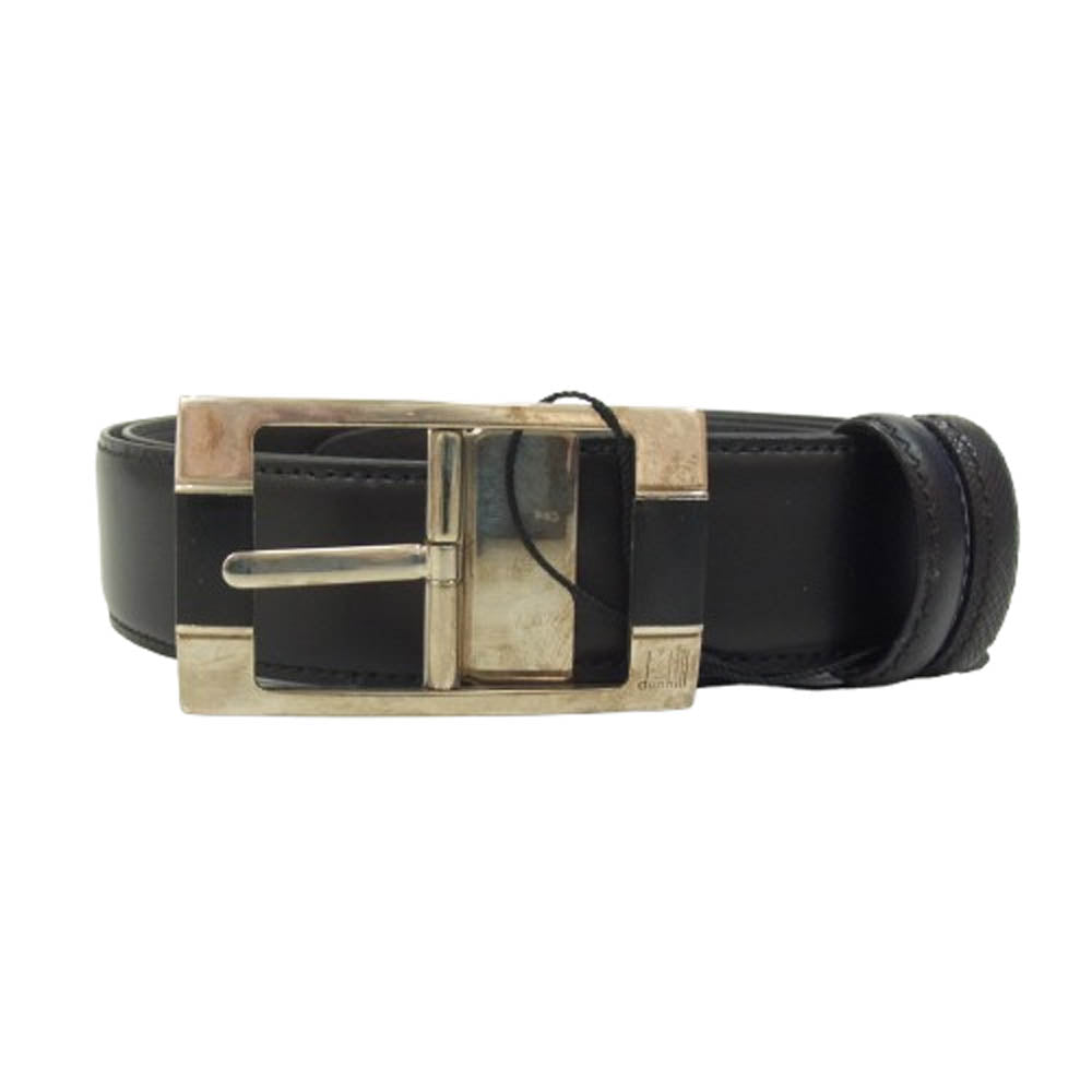 Dunhill ダンヒル シルバーバックル レザー ベルト ブラック系【中古】