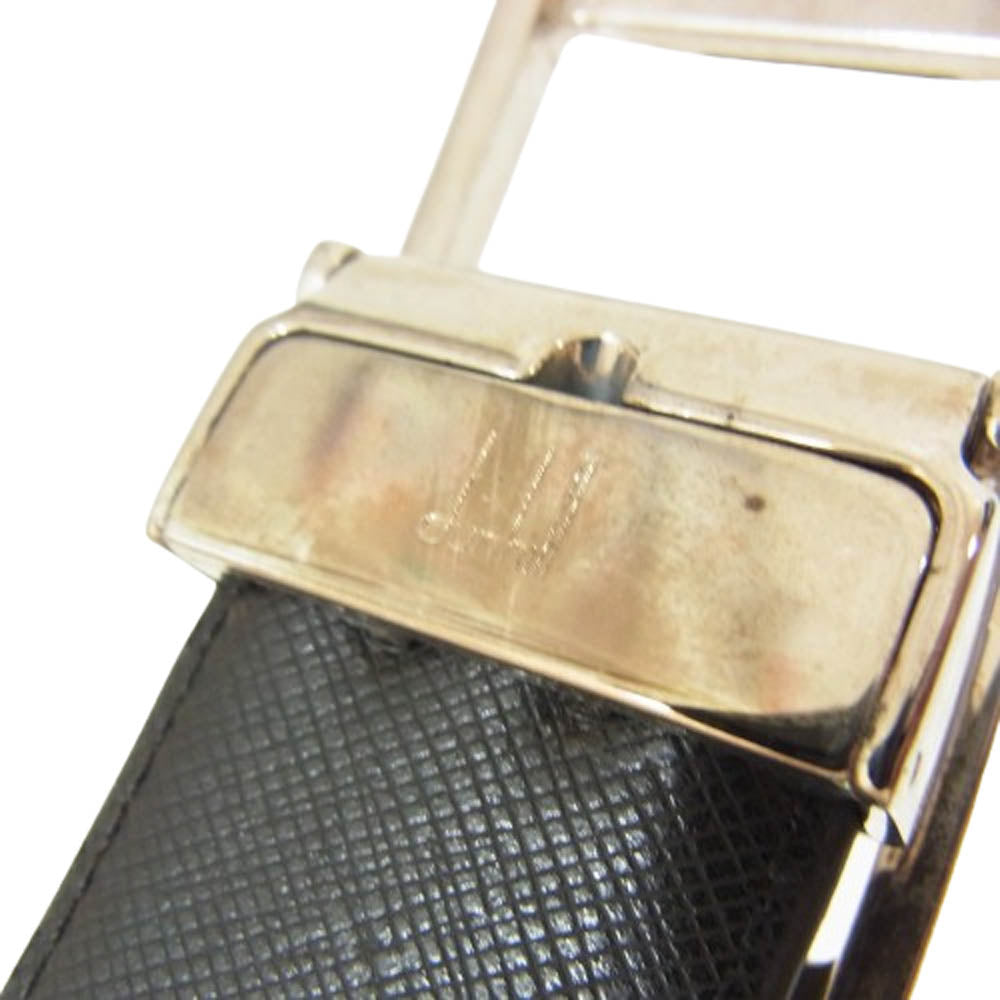 Dunhill ダンヒル シルバーバックル レザー ベルト ブラック系【中古】