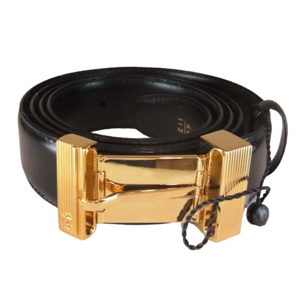 Dunhill ダンヒル ゴールド金具 バックル レザー ベルト ブラック系【中古】