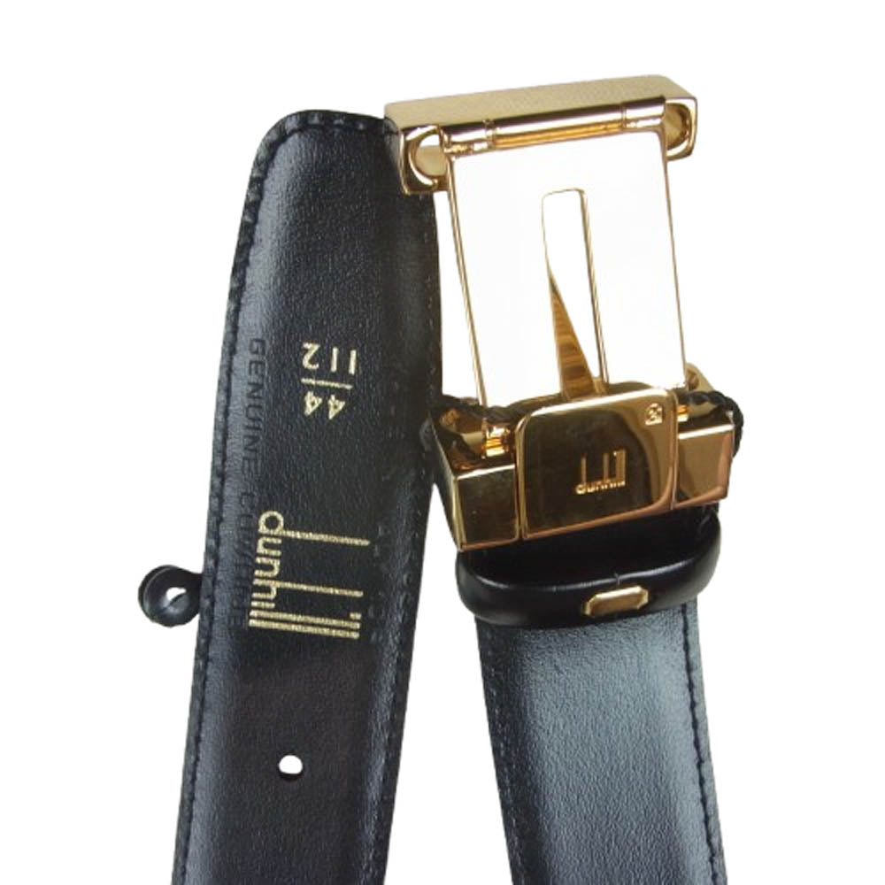 Dunhill ダンヒル ゴールド金具 バックル レザー ベルト ブラック系【中古】