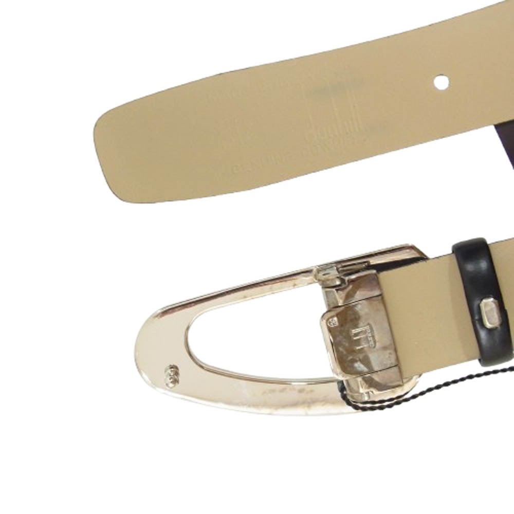 Dunhill ダンヒル Dシルバーバックル レザー ベルト ブラック系【中古】