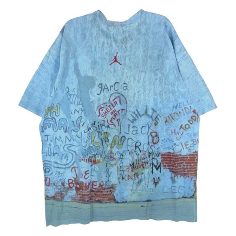 NIKE ナイキ USA製 ジャンプマンタグ all over print 総柄 Tシャツ ライトブルー系 L【中古】