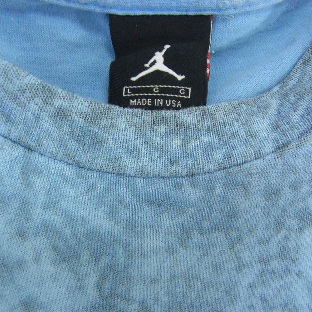NIKE ナイキ USA製 ジャンプマンタグ all over print 総柄 Tシャツ ライトブルー系 L【中古】