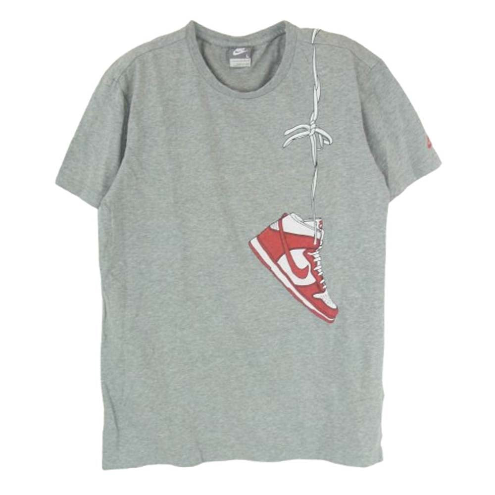 NIKE ナイキ ジャンプマンタグ 肩掛けジョーダン 復刻 プリント Tシャツ グレー系 L【中古】