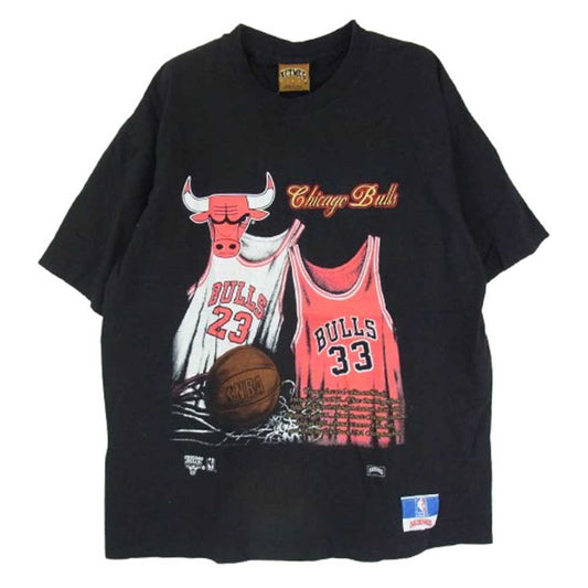 ヴィンテージ 90s USA製 NUTMEG CHICAGO BULLS Michael Jordan シカゴ ブルズ マイケル ジョーダン Tシャツ ブラック系 L【中古】