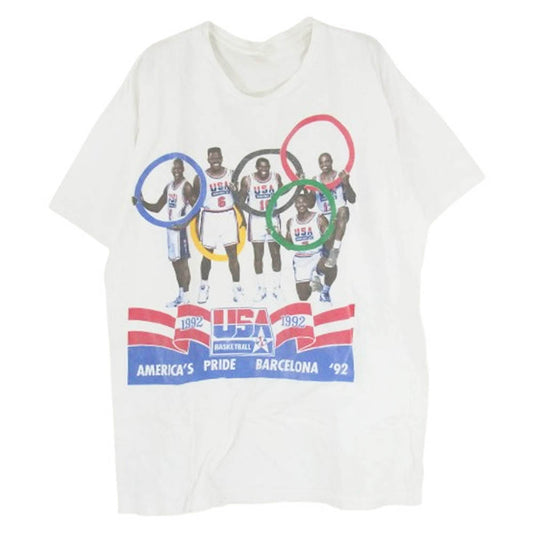 ヴィンテージ DREAM TEAM 1992 バルセロナオリンピック ドリームチーム プリント Tシャツ ホワイト系 表記無し【中古】