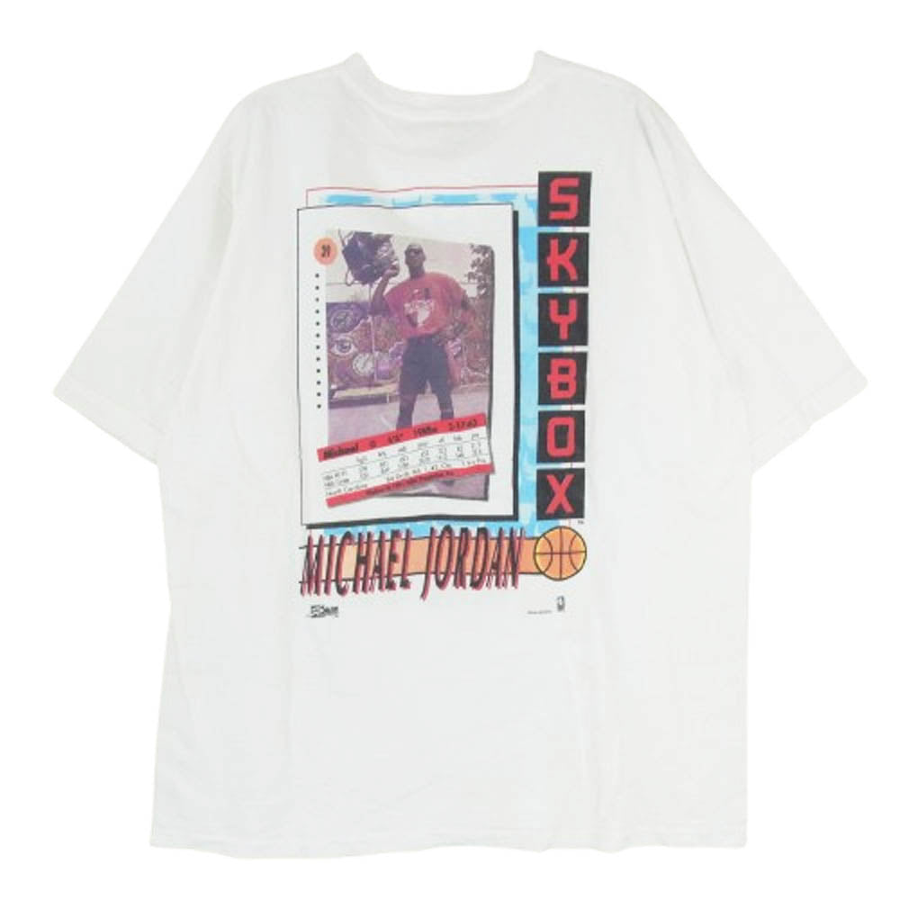 ヴィンテージ 90s USA製 SALEM SPORTS WEAR サレム スポーツウェア CHICAGO BULLS MICHAEL JORDAN シカゴ ブルズ マイケル ジョーダン プリント Tシャツ ホワイト系 L【中古】