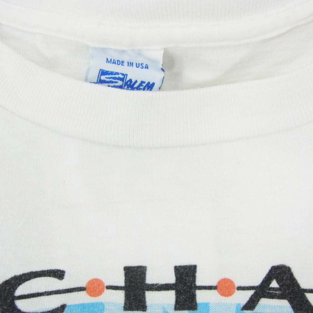 ヴィンテージ 90s USA製 SALEM SPORTS WEAR サレム スポーツウェア CHICAGO BULLS MICHAEL JORDAN シカゴ ブルズ マイケル ジョーダン プリント Tシャツ ホワイト系 L【中古】