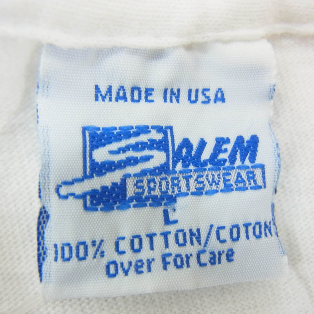 ヴィンテージ 90s USA製 SALEM SPORTS WEAR サレム スポーツウェア CHICAGO BULLS MICHAEL JORDAN シカゴ ブルズ マイケル ジョーダン プリント Tシャツ ホワイト系 L【中古】