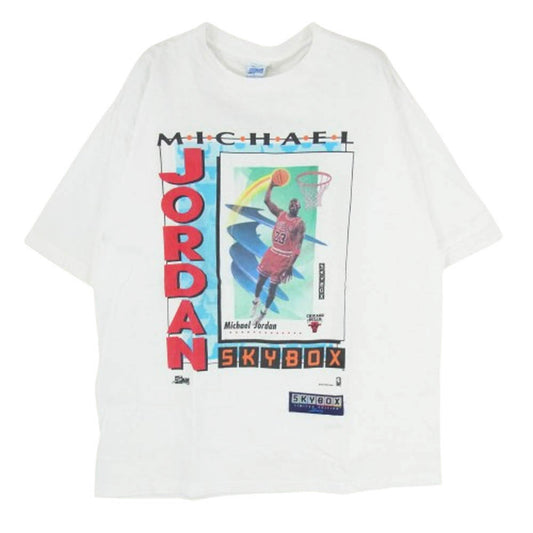 ヴィンテージ 90s USA製 SALEM SPORTS WEAR SKYBOX サレム スポーツウェア CHICAGO BULLS MICHAEL JORDAN シカゴ ブルズ マイケル ジョーダン プリント Tシャツ ホワイト系 L【中古】