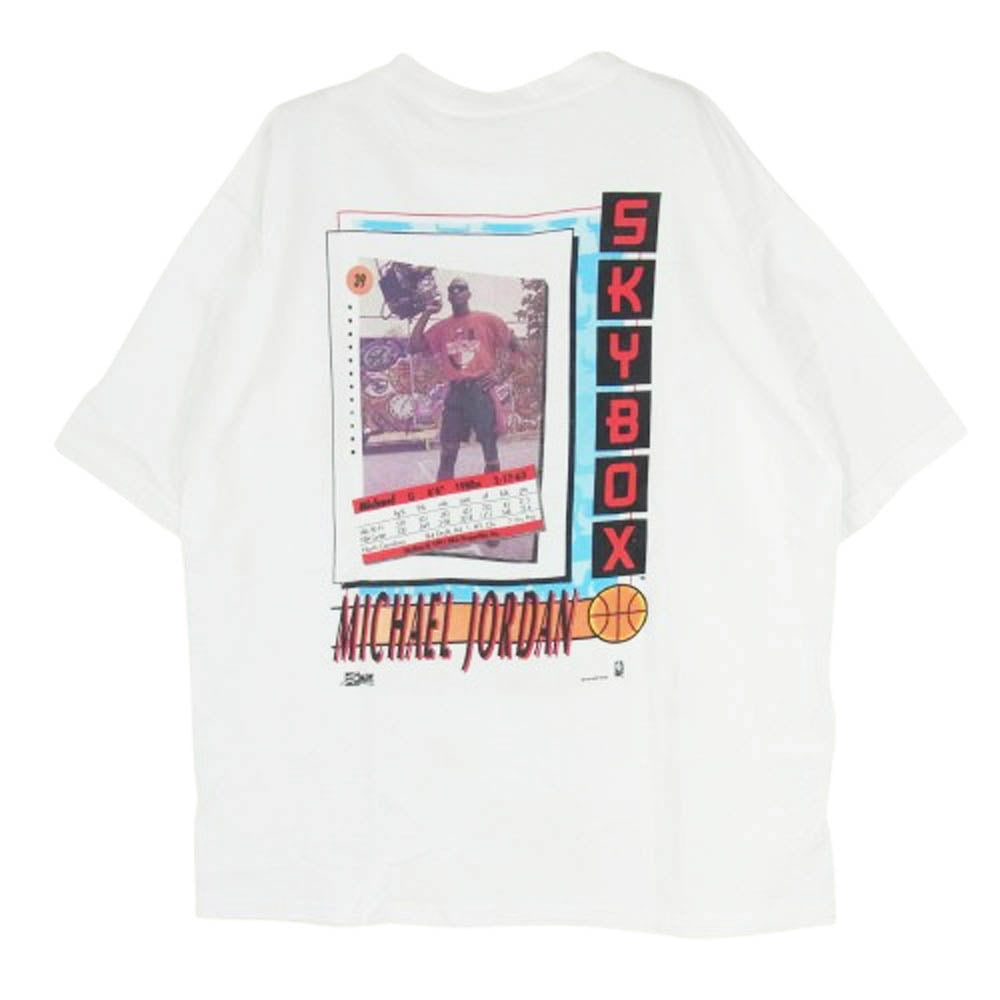 ヴィンテージ 90s USA製 SALEM SPORTS WEAR SKYBOX サレム スポーツウェア CHICAGO BULLS MICHAEL JORDAN シカゴ ブルズ マイケル ジョーダン プリント Tシャツ ホワイト系 L【中古】