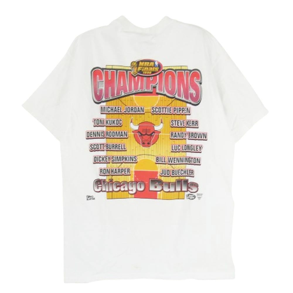 ヴィンテージ 90s USA製 pro player CHICAGO BULLS シカゴ ブルズ イラスト Tシャツ ホワイト系 M【中古】