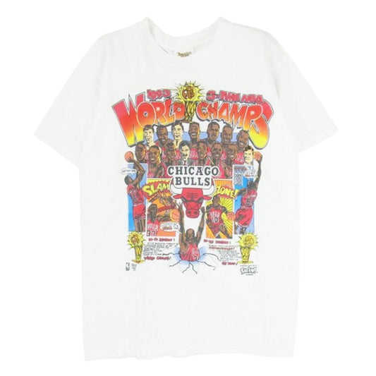 ヴィンテージ 90s USA製 tennessee river CHICAGO BULLS シカゴ ブルズ イラスト Tシャツ ホワイト系 M【中古】