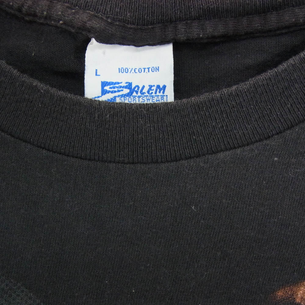 ヴィンテージ 90s USA製 SALEM SPORTS WEAR サレム スポーツウェア CHICAGO BULLS MICHAEL JORDAN シカゴ ブルズ マイケル ジョーダン プリント Tシャツ ブラック系 L【中古】
