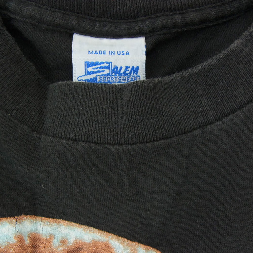 ヴィンテージ 90s USA製 SALEM SPORTS WEAR サレム スポーツウェア CHICAGO BULLS MICHAEL JORDAN シカゴ ブルズ マイケル ジョーダン プリント Tシャツ ブラック系 L【中古】