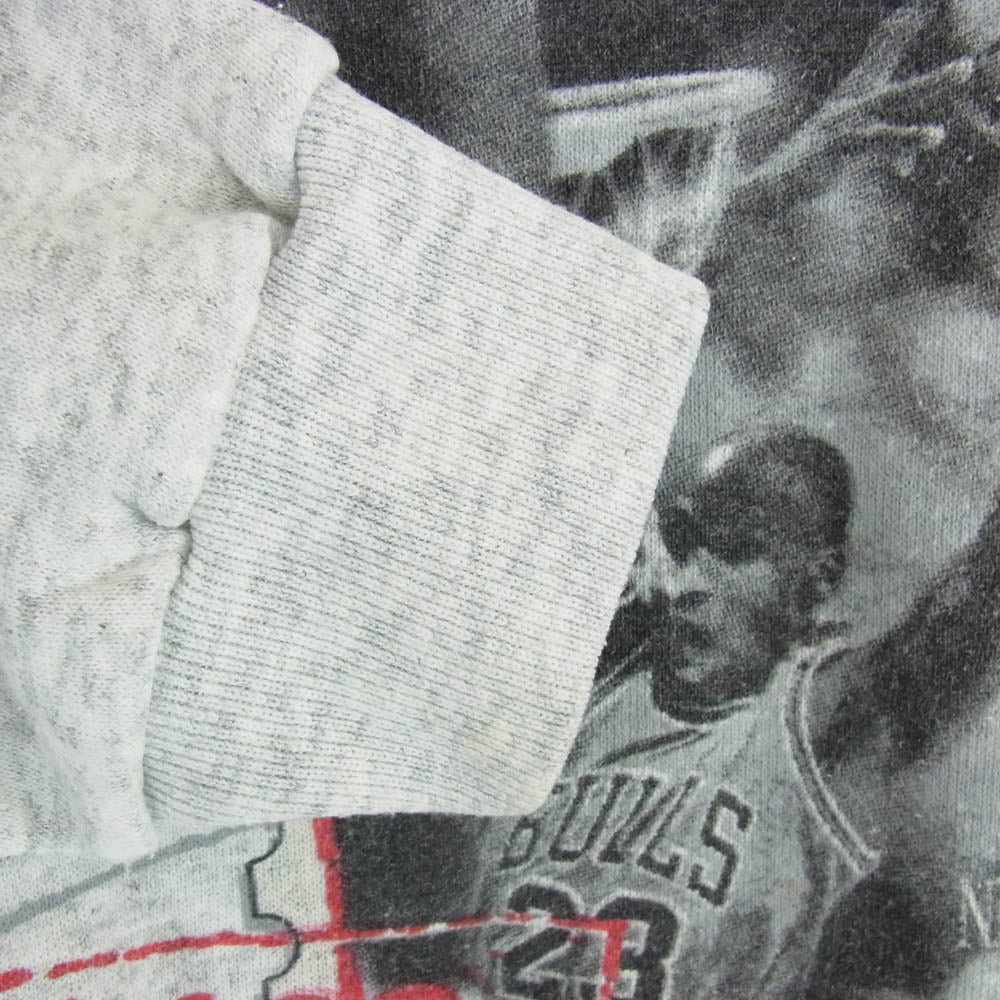 ヴィンテージ 90s USA製 SALEM SPORTS WEAR サレム スポーツウェア CHICAGO BULLS MICHAEL JORDAN シカゴ ブルズ マイケル ジョーダン プリント パーカー グレー系 M【中古】