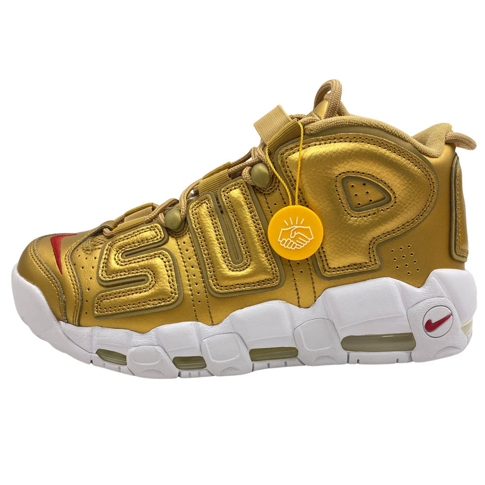Supreme シュプリーム 902290-700 × NIKE ナイキ AIR MORE UPTEMPO METALLIC GOLD エア モア アップテンポ メタリック ゴールド スニーカー ゴールド系 27cm【新古品】【未使用】【中古】
