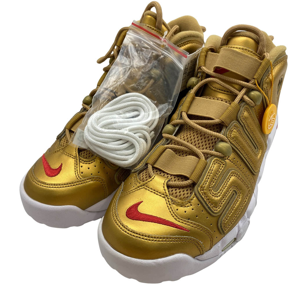 Supreme シュプリーム 902290-700 × NIKE ナイキ AIR MORE UPTEMPO METALLIC GOLD エア モア アップテンポ メタリック ゴールド スニーカー ゴールド系 27cm【新古品】【未使用】【中古】