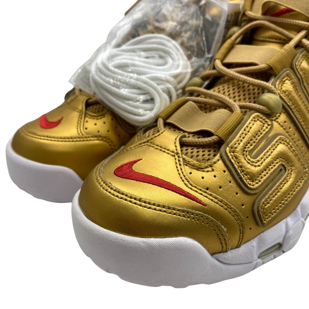 Supreme シュプリーム 902290-700 × NIKE ナイキ AIR MORE UPTEMPO METALLIC GOLD エア モア アップテンポ メタリック ゴールド スニーカー ゴールド系 27cm【新古品】【未使用】【中古】