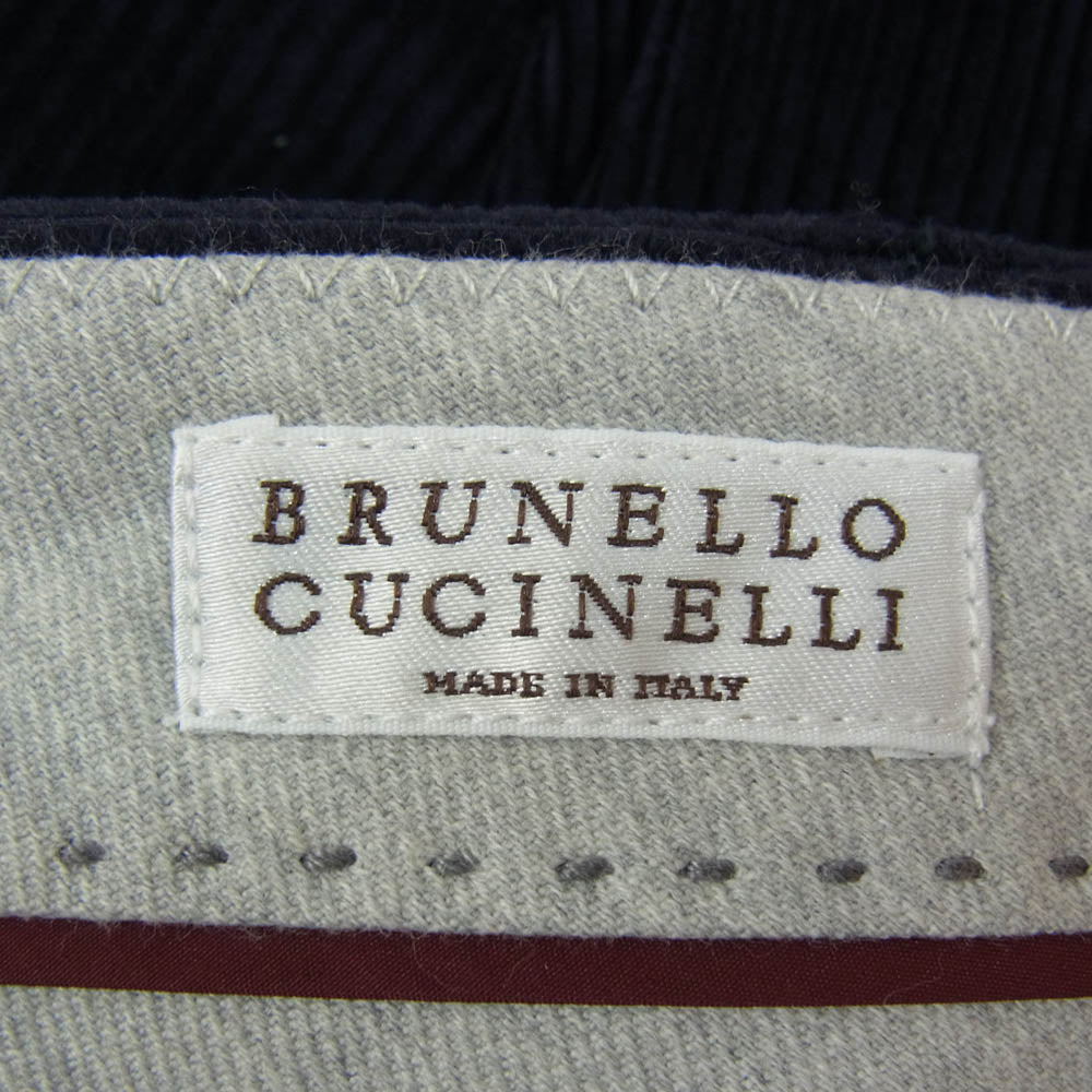 Brunello Cucinelli ブルネロクチネリ 太畝 コーデュロイ テーパード パンツ ネイビー系 46【中古】