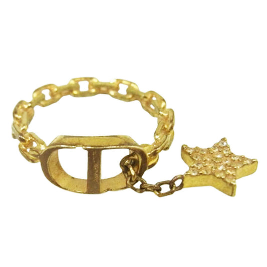 Christian Dior クリスチャンディオール PETIT CD プチ CDアイコン スター リング ゴールド系 11号【中古】