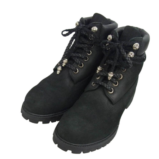 CHROME HEARTS クロムハーツ（原本無） 010073 001 × Timberland PREMIUM ティンバーランドプレミアム 6IN WATERPROOF BOOTS クロスボール バックダガー ウォータープルーフ ブーツ ブラック系 27cm【中古】