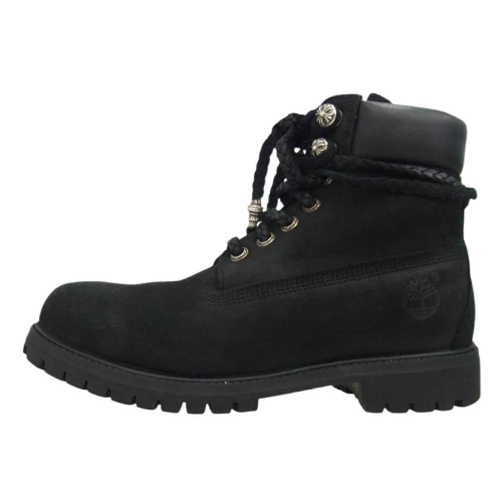 CHROME HEARTS クロムハーツ（原本無） 010073 001 × Timberland PREMIUM ティンバーランドプレミアム 6IN WATERPROOF BOOTS クロスボール バックダガー ウォータープルーフ ブーツ ブラック系 27cm【中古】