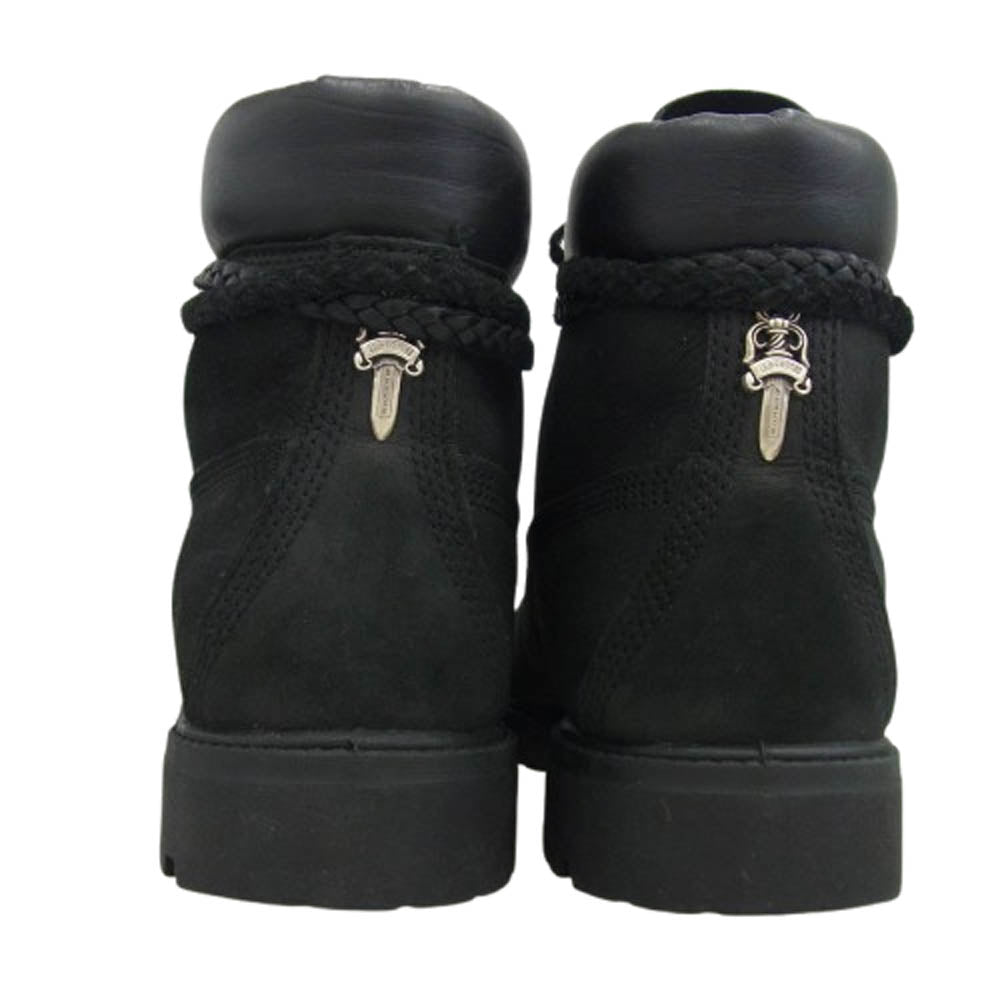 CHROME HEARTS クロムハーツ（原本無） 010073 001 × Timberland PREMIUM ティンバーランドプレミアム 6IN WATERPROOF BOOTS クロスボール バックダガー ウォータープルーフ ブーツ ブラック系 27cm【中古】