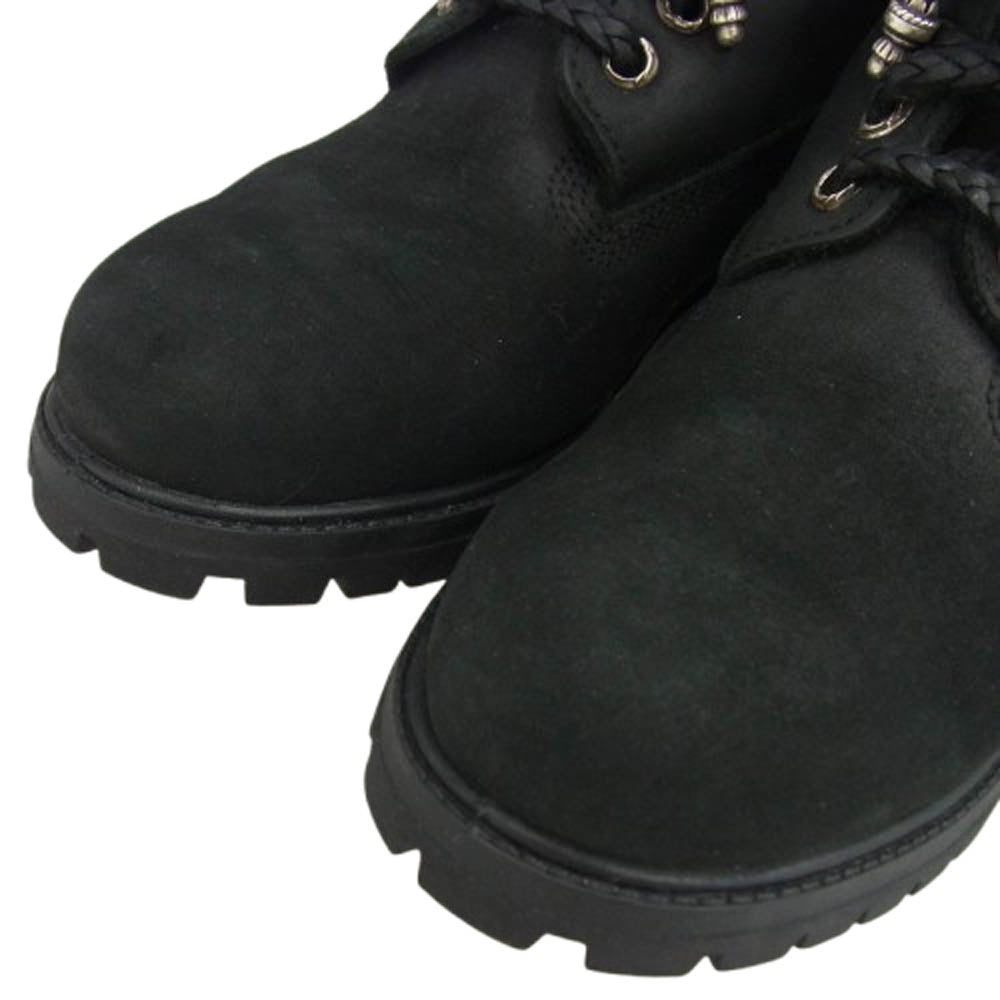 CHROME HEARTS クロムハーツ（原本無） 010073 001 × Timberland PREMIUM ティンバーランドプレミアム 6IN WATERPROOF BOOTS クロスボール バックダガー ウォータープルーフ ブーツ ブラック系 27cm【中古】