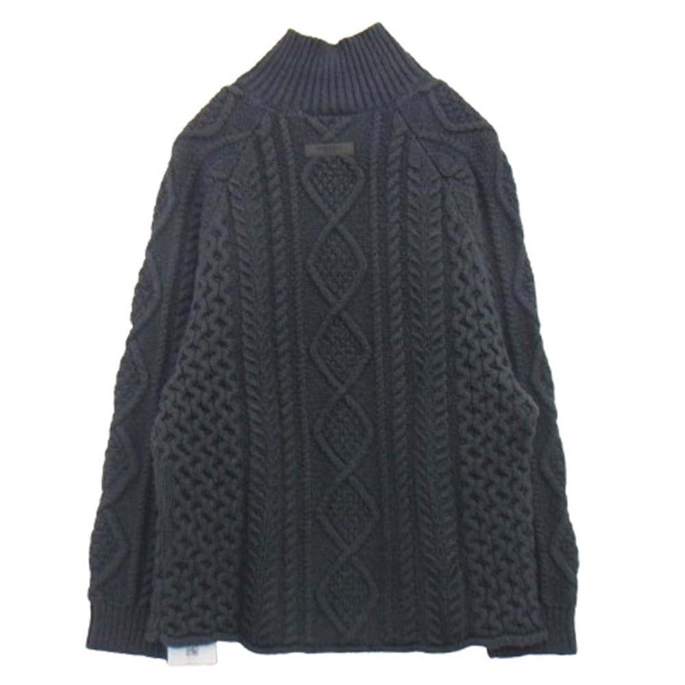 FEAR OF GOD フィアオブゴッド Cable Knit タートル ネック ケーブル ローゲージ ニット チャコール系 L【中古】