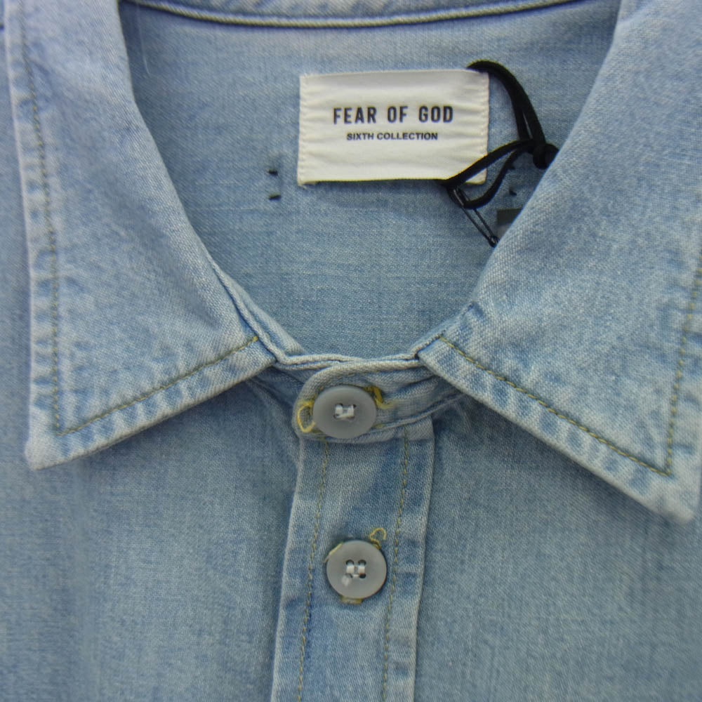 FEAR OF GOD フィアオブゴッド 6H19-2010 Denim SHORT SLEEVE デニム ショートスリーブ 半袖 シャツ ジャケット ライトブルー系 M【中古】