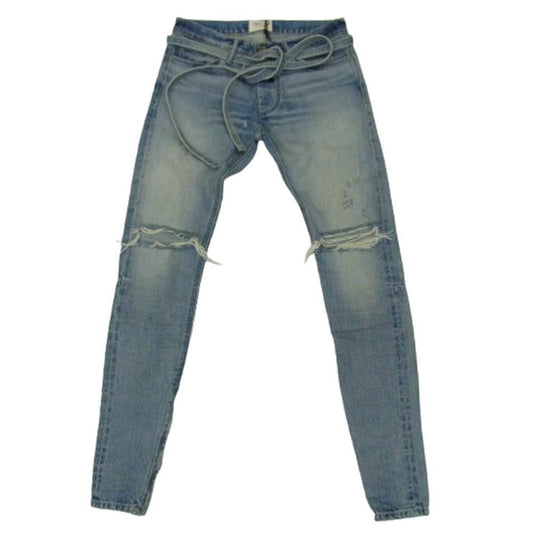 FEAR OF GOD フィアオブゴッド C000-5006-5-3 Sixth Collection Denim Jean 6thコレクション ドローコード ダメージ加工 リラックス デニムパンツ ジーンズ インディゴブルー系 30【中古】