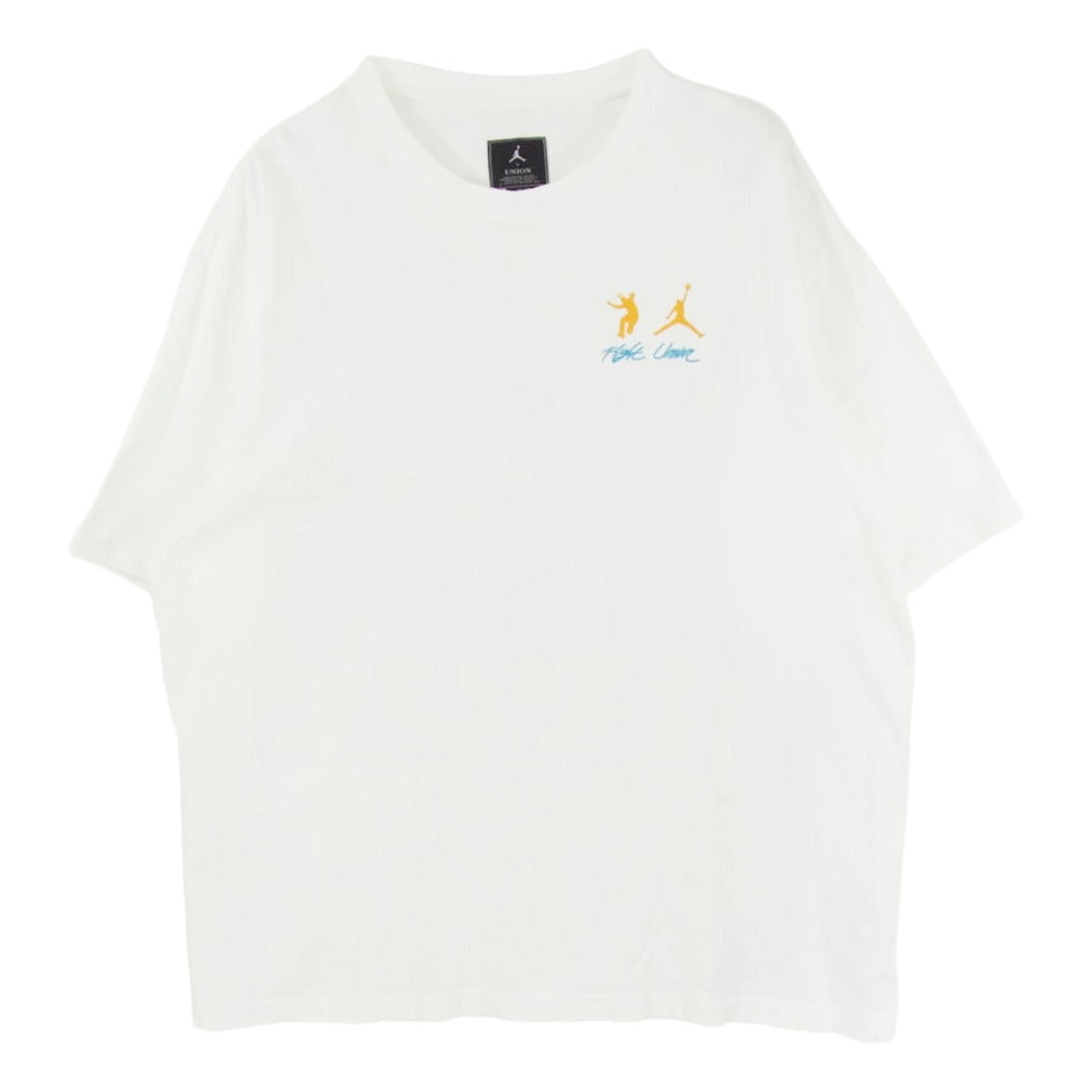 NIKE ナイキ DM2843-100 × UNION JORDAN BRAND FUTURE IS NOW SS USEDダメージ加工 ユニオン ジョーダン ブランド フューチャー イズ ナウ ショートスリーブ 半袖 Tシャツ ホワイト系 XL【中古】