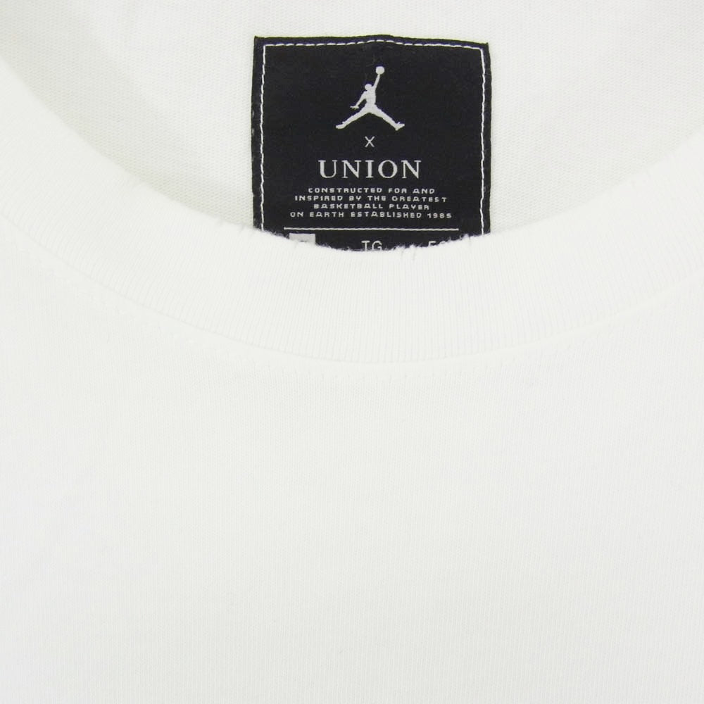 NIKE ナイキ DM2843-100 × UNION JORDAN BRAND FUTURE IS NOW SS USEDダメージ加工 ユニオン ジョーダン ブランド フューチャー イズ ナウ ショートスリーブ 半袖 Tシャツ ホワイト系 XL【中古】