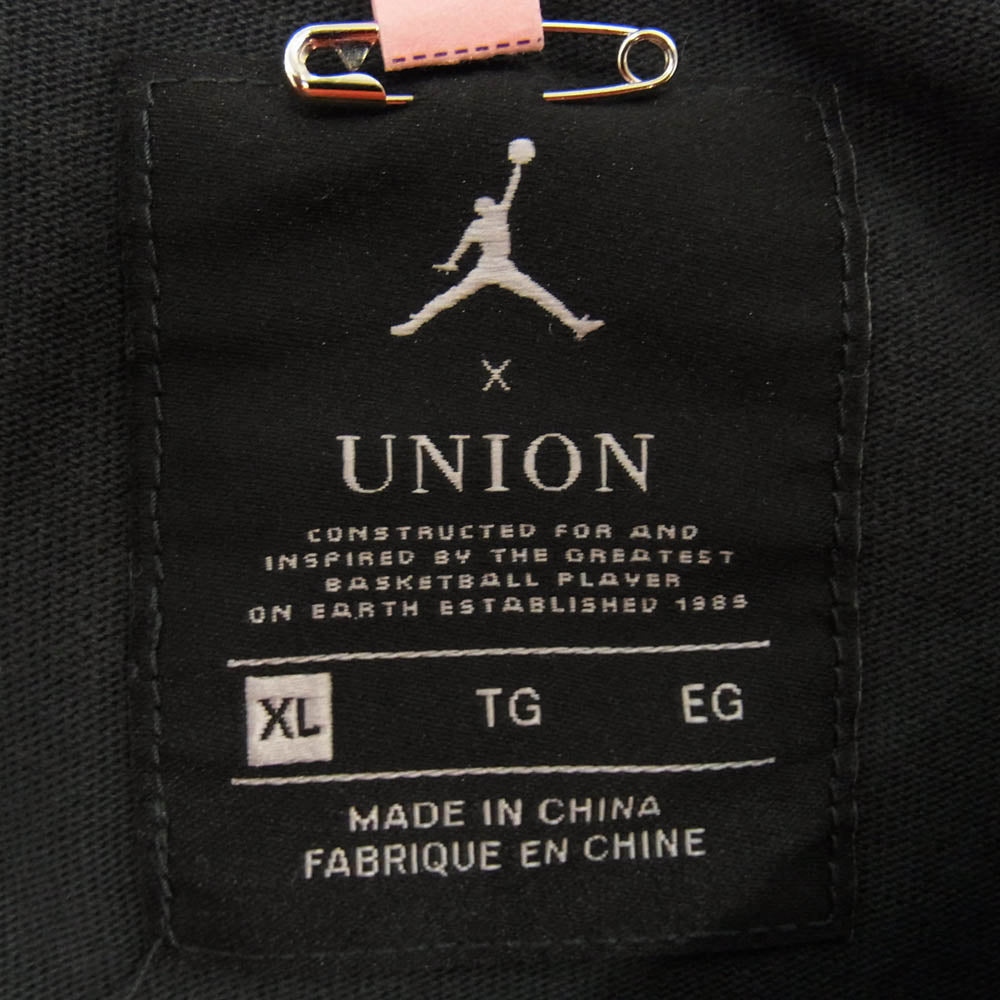 NIKE ナイキ DM2843-045 × UNION JORDAN BRAND FUTURE IS NOW SS USEDダメージ加工 ユニオン ジョーダン ブランド フューチャー イズ ナウ ショートスリーブ 半袖 Tシャツ チャコール系 XL【中古】