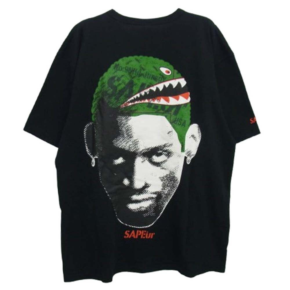 SAPEUR サプール SHARK MOUTH HEAD デニス ロッドマン シャーク マウス ヘッド 半袖 Tシャツ ブラック系 XL【中古】