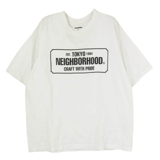 NEIGHBORHOOD ネイバーフッド 23SS 231PCNH-ST01 NH . TEE SS-1 ロゴ プリント 半袖 Tシャツ ホワイト系 L【中古】
