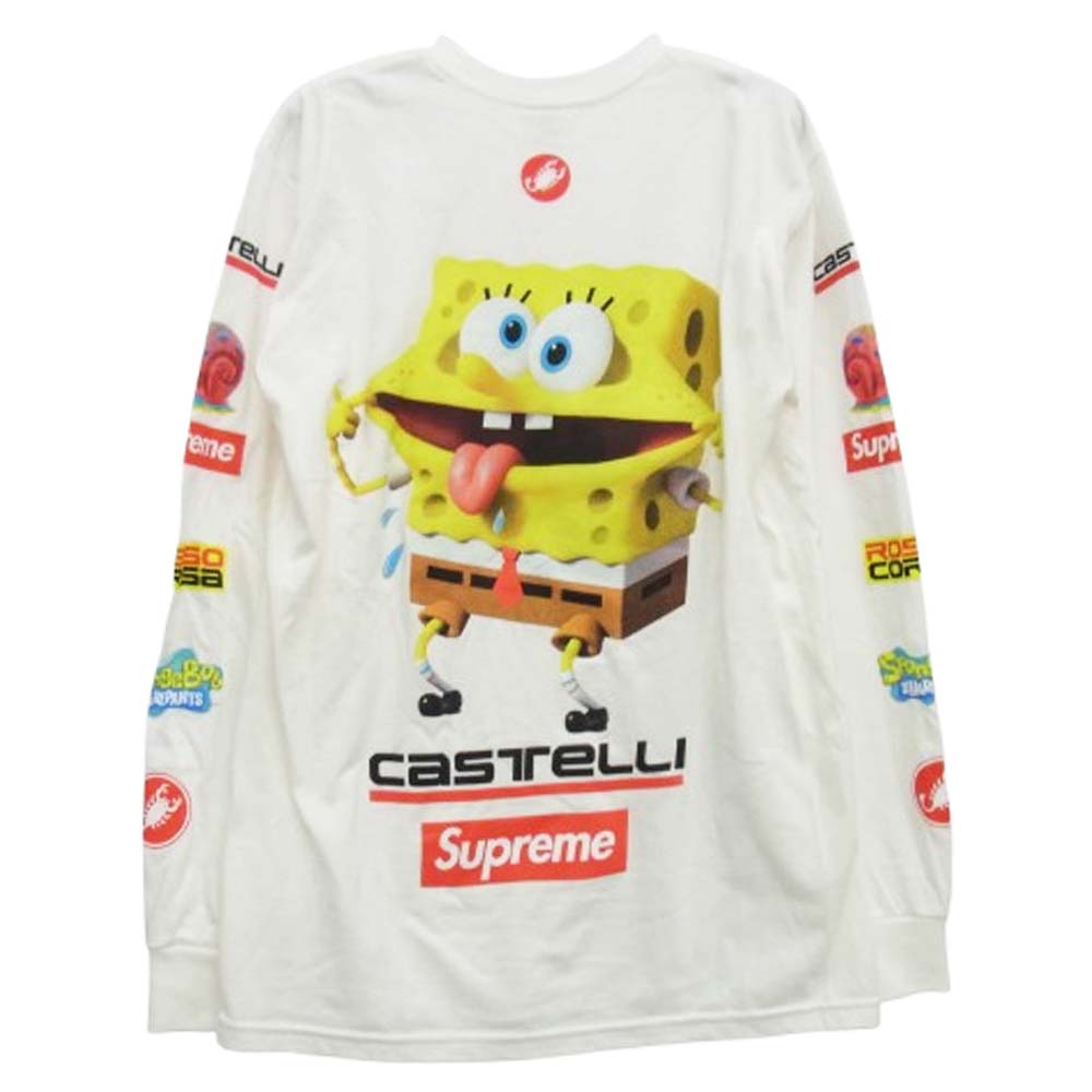 Supreme シュプリーム 25SS SpongeBob Castelli Racing L/S Tee スポンジ ボブ カステッリ レーシング L/S Tシャツ ホワイト系 S【中古】