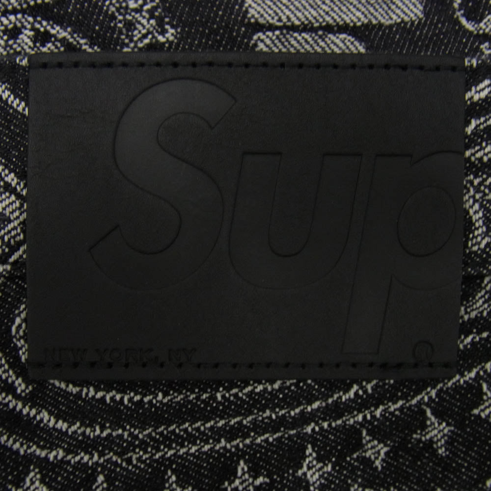 Supreme シュプリーム 25SS Bandana Jacquard Baggy Jean バンダナ ジャガード バギー デニムパンツ ブラック系 30【極上美品】【中古】