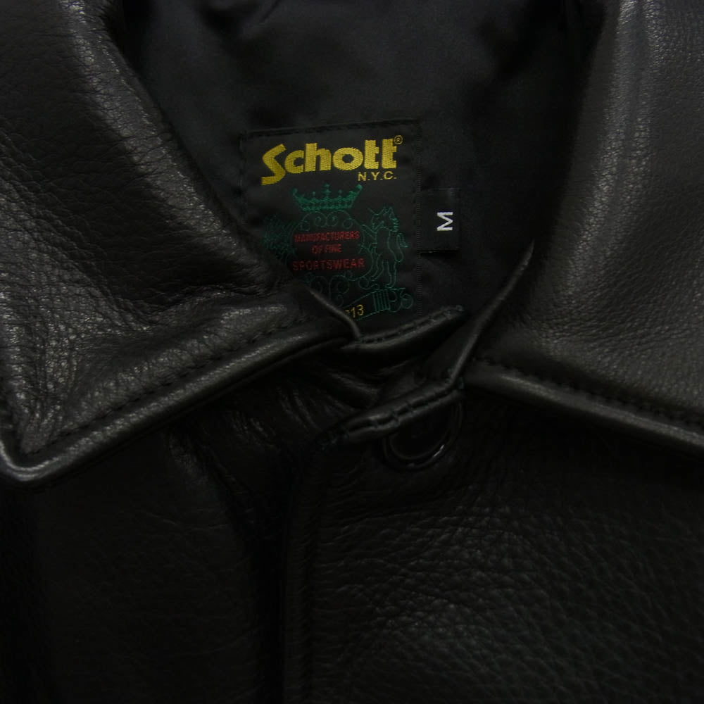Supreme シュプリーム 23AW x Schott ショット Leather Car Coat レザー カーコート レザージャケット ブラック系 M【中古】