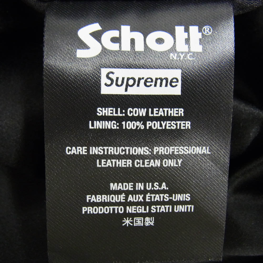 Supreme シュプリーム 23AW x Schott ショット Leather Car Coat レザー カーコート レザージャケット ブラック系 M【中古】