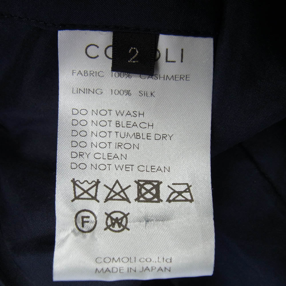 COMOLI コモリ 19AW Q03-04001 カシミヤショールカラーコート ネイビー系 2【中古】