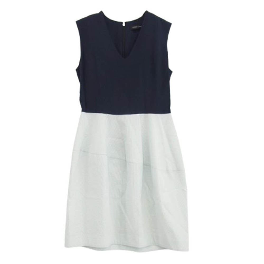 YOKO CHAN ヨーコチャン YCD-216-247 シルク ストライプ ノースリーブ ワンピース ホワイト系 ダークネイビー系 36【中古】