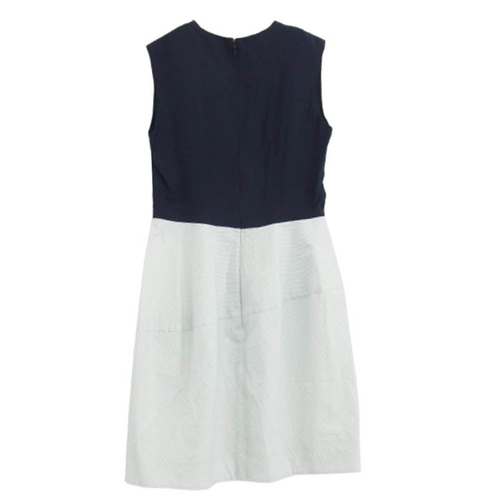 YOKO CHAN ヨーコチャン YCD-216-247 シルク ストライプ ノースリーブ ワンピース ホワイト系 ダークネイビー系 36【中古】