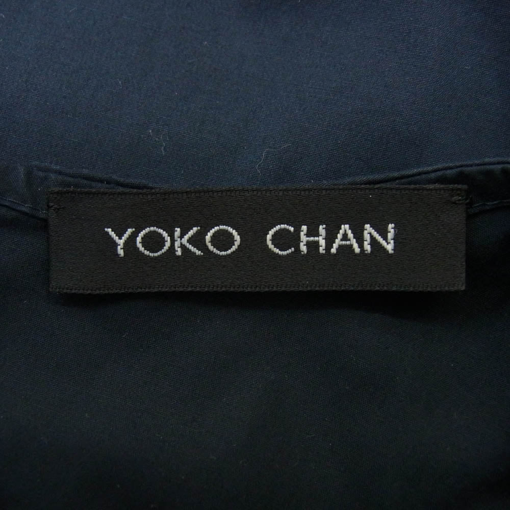 YOKO CHAN ヨーコチャン YCD-220-584 Hem Scallop Cotton Dress ヘムスカラップ ドレス ノースリーブ ワンピース ブラック ダークネイビー系 36【中古】