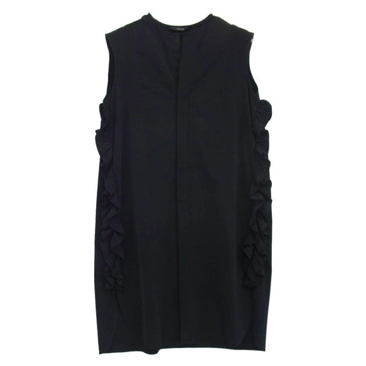 YOKO CHAN ヨーコチャン YCD-221-768 Side Ruffle Dress サイドフリル ロングシャツ ノースリーブ ワンピース ブラック系 36【中古】