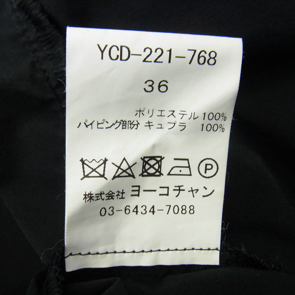 YOKO CHAN ヨーコチャン YCD-221-768 Side Ruffle Dress サイドフリル ロングシャツ ノースリーブ ワンピース ブラック系 36【中古】